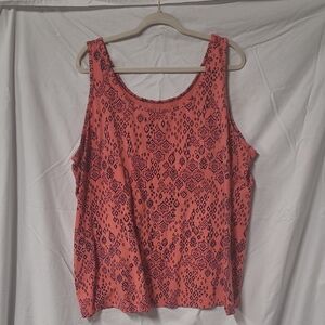 Maurices Coral and Black Patterned Tank Top